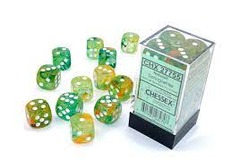 Nebula Spring/White 16mm D6 (12 Dice)